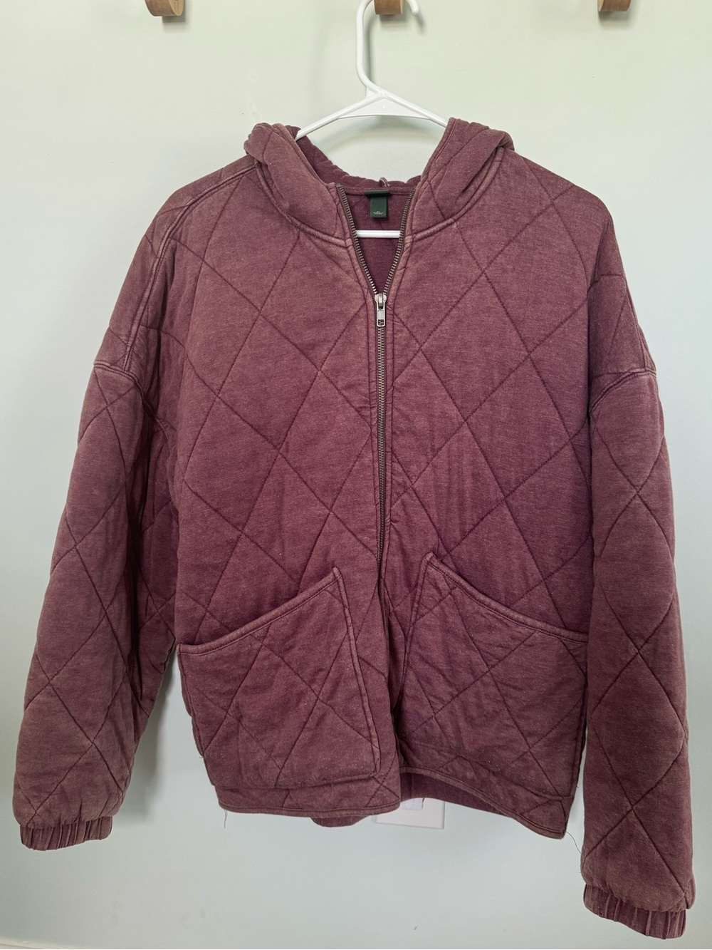 wild fable Quilted Hooded Jacket in Mauve